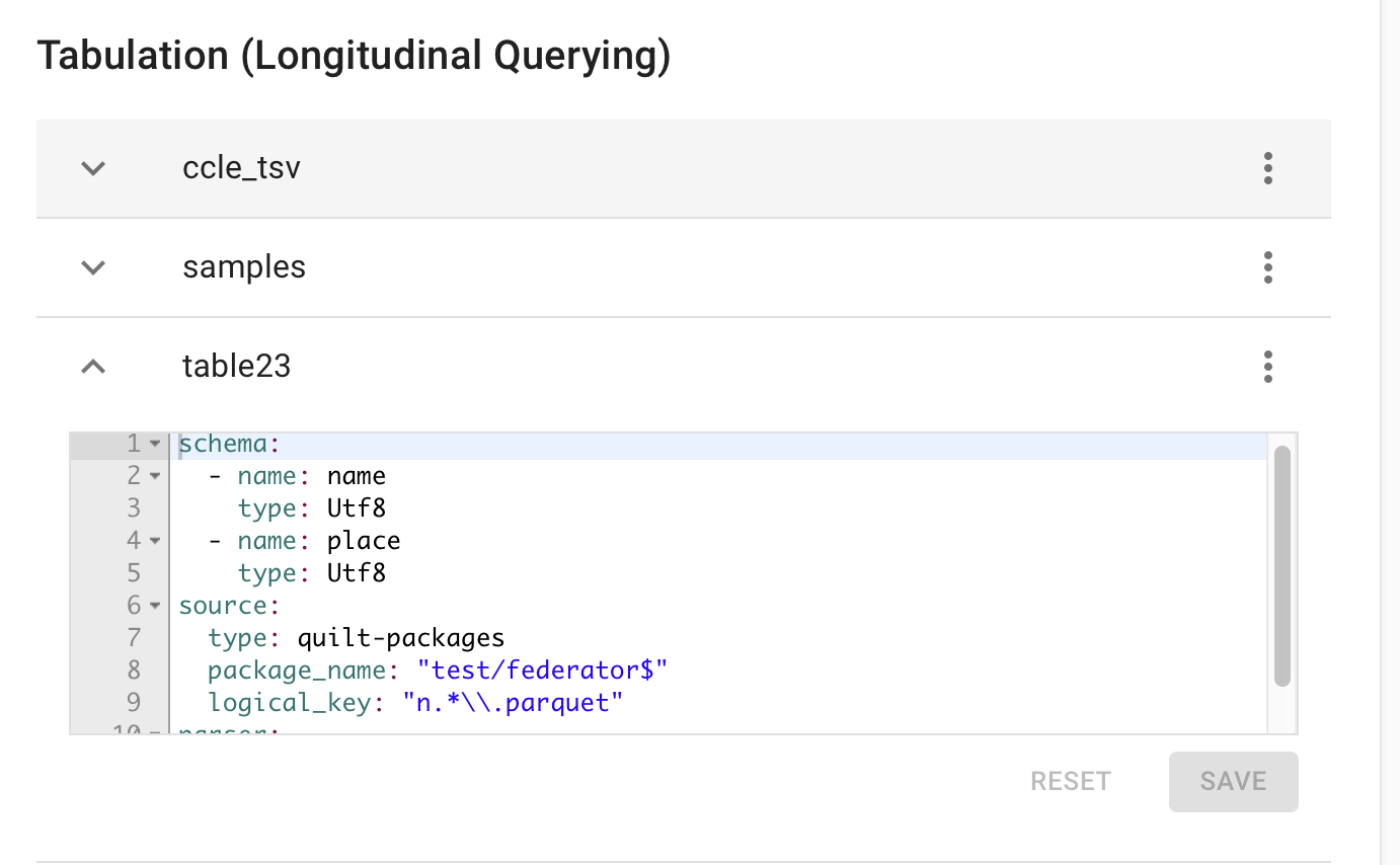 Admin UI for setting Tabulator configuration
