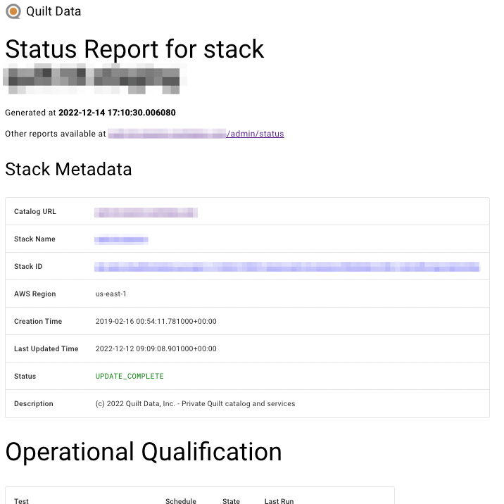 Example status report