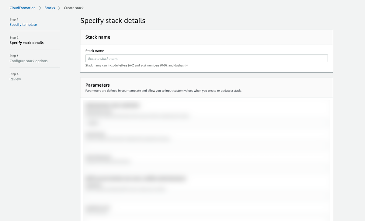 Stack details page
